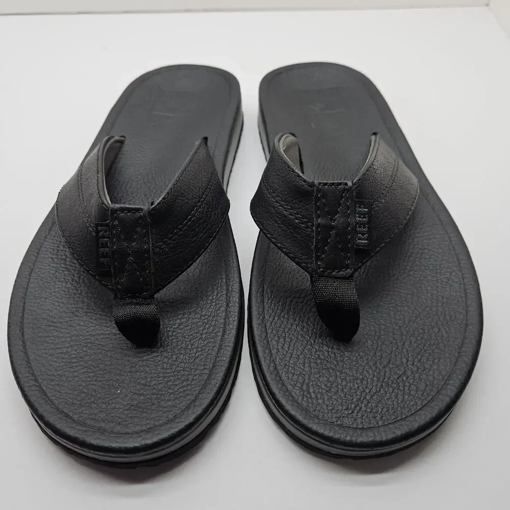 Reef Journeyer Flip Flops Mens 7 Thong Sandals Black Cushion Comfort Beach